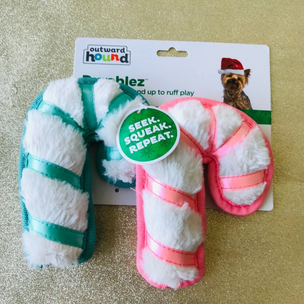 Outward Hound  Holiday DURABLEZ  Squeak K9 Tuff Guard Pink /Green